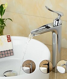 abordables -robinet de lavabo de salle de bain - robinets de bain monotrou cascade chromés