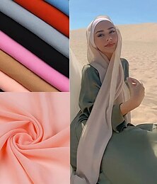 cheap -180*75cm Muslim Fashion Chiffon Hijab Scarf Women Scarves Long Shawl Islamic Hijabs Simple Head Scarf Solid Wrap Turban