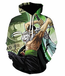 billige -One Piece Monkey D. Luffy Roronoa Zoro Hattetrøje Anime Tegneserie Animé 3D 3D Harajuku Graphic Til Par Herre Dame Voksne Tilbake til Skolen 3D-utskrift