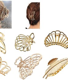 cheap -6 Pieces Metal Hair Claw Clips Hollow Jaw Barrettes Non-slip Hair Jaw Clamp ClipsHair Barrette for Fixing Hair for Women Girls Clip Hair Accessories Gift