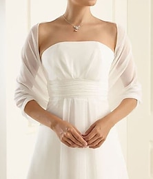 cheap -Chiffon Bolero Shawl & Wrap Women's Wrap See Through Elegant Bridal Half Sleeve Wedding Wraps With Pure Color For Wedding Spring & Summer & Fall