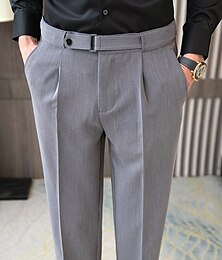 economico -Per uomo Laurea Pantaloni Eleganti Pantaloni Pantaloni plissettati Pantaloni da Abito Tasca Vita alta Tinta unica Comodità Morbido Affari Quotidiano Elegante Vintage Nero Bianco Vita Alta