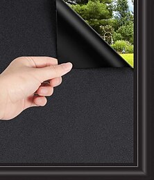 رخيصةأون -نافذة تغطي فيلم أسود ثابت الخصوصية الديكور ذاتية اللصق للأشعة فوق البنفسجية التحكم في الحرارة ملصقات نافذة زجاجية 100x45 سنتيمتر / 39 x18 بوصة