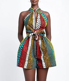 Χαμηλού Κόστους -Γυναικεία Ολόσωμη φόρμα Μοντέρνα αφρικανικά ρούχα Μπόχο Αφρικανική εκτύπωση Kitenge Κύρια ηθοποιός Μασκάρεμα Ενήλικες Φόρεμα Πάρτι