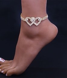 cheap -Women's Rhinestone Heart Anklet Bracelets Party Gifts Wedding / Gold / Silver / Spring/ Summer