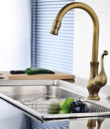economico -Rubinetti Per Lavello Da Cucina Tradizionali Rubinetti Per Lavello Da Cucina In Ottone Da Ponte, Rubinetti Da Cucina Vintage Retrò Con Maniglia Singola Rubinetto Per Vaso Con Beccuccio Standard