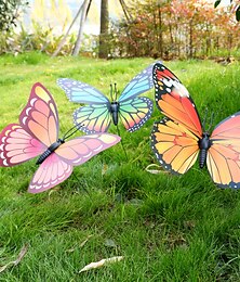Недорогие -3 шт. 3d искусственная бабочка для садовых украшений поддельные имитации бабочки колья двор растения газон декор наружные художественные украшения