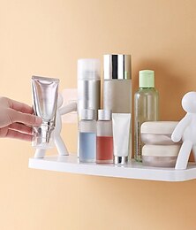 levne -koupelnová polička bez děrování sprchový stojan na organizér na mýdlový šampon roztomilá bílá poličky na panenky bez vrtání držák na kosmetiku domácí dekorace