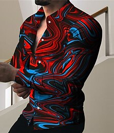 economico -Per uomo Gradiente Geometrica Camicia Camicia con bottoni Manica lunga Di tendenza Originale Informale Esterno Per eventi Estate Primavera Collo ripiegabile Stampa Bottone giù Rosso Blu Viola chiaro