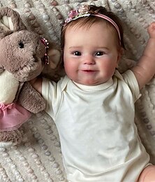 cheap -20 inch Reborn Baby Doll Full Body Silicone Waterproof Reborn Maddie Doll Hand-Detailed Painting with Visible Veins Lifelike 3D Skin Tone