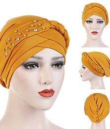 abordables -Inde femmes musulmanes hijab chapeau avec perles turban foulard islamique tête wrap dame beanie bonnet perte de cheveux couverture