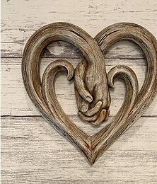 voordelige -hart hand in hand wand decor houten sculptuur kunst aan de muur handdruk ambacht standbeeld voor kantoor aan huis tuin decoratie-voor altijd liefde
