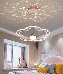 baratos -40 cm pingente de luz led projetor luz romântica flor design lâmpada moderna lâmpada de quarto para crianças