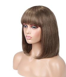 cheap -Short Pixie Cut Color Wigs 150% Brazilian Remy Straight Wig Human Hair Bob Wigs Fringe Wigs Human Hair Wigs For Black Women