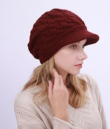 billige -varm strikking beret lue vinter kvinner solid lue utendørs vindtett hørselvern ski fottur jenter caps
