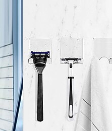 economico -2 ganci autoadesivi per rasoio, ganci per doccia, adatti per rasoio, bagno, cucina, scatola usata per rasoio, asciugamano (trasparente).