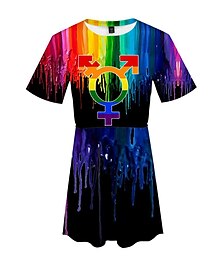 baratos -Gay Pride Rainbow Flag LGBT LGBTQ Dress Rainbow 3D Graphic For Women's Adults' Carnival 3D Print Pride Parade Pride Month