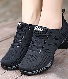 abordables -Women's Dance Sneakers Hip Hop Performance Practice Outdoor Square Dance Flat Flat Heel Lace-up White Black Red