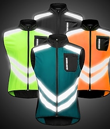 abordables -WOSAWE Homme Gilet Velo Cyclisme Sans Manches VTT Vélo tout terrain Vélo Route Bleu marine Noir Vert Vélo Gilet / Gilet Maillot Coupe Vent Bandes Réfléchissantes Poche arrière Des sports Couleur unie