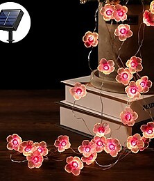 abordables -Luces de cadena de flor de cerezo solar 4m 40led luces de hadas de jardín impermeables al aire libre fiesta de bodas de navidad patio vacaciones balcón decoración del hogar iluminación de 8 modos