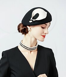 abordables -Mode Elégant 100% Laine Chapeaux avec Noeud / Volants en cascade 1 pc Fête / Soirée / Casual / Coupe de Melbourne Casque