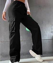 abordables -femme pantalon cargo parachute pantalon chino pleine longueur coton mélangé poche baggy micro-élastique taille moyenne mode décontracté week-end noir vert armée s m été printemps&amp;  automne