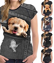 voordelige -Voor meisjes 3D dier Kat Hond T-shirt Korte mouw 3D-afdrukken Zomer Lente Actief Modieus leuke Style Polyester Kinderen 3-12 jaar Buiten Dagelijks Normale pasvorm