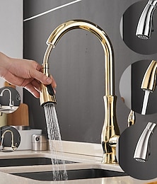 cheap -Kitchen Faucet with Sprayer Vessel Installation Nickel Brushed/Electroplated One Hole Widespread Pull Out/High Arc, Brass Kitchen Faucet Contain with Cold and Hot Water