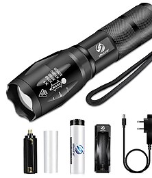 billige -LED-lommelykt ultralys lommelykt l2/v6 campinglys 5 brytermodus vanntett zoombar sykkellykt bruk 18650 batteri