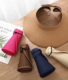 cheap -14 Colors Summer Folding Empty Top Hat Straw Hat Sun Hat Beach Hat Sunshade Sun Hat Panama Women's Men's Straw Hat
