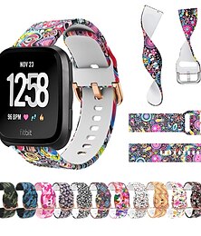 halpa -Älykäs ranneke Yhteensopiva Fitbit Versa 2 / Versa Lite / Versa SE / Versa Silikoni Älykello Hihna Vedenkestävä Säädettävä Hengittävä Kukkapainatus Korvaus Ranneke