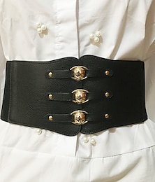 Недорогие -Women's Wide Belt Corset Belt Nylon Steel Buckle Geometric Formal Vintage Retro Party Daily White Black Red Brown