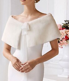 economico -Scialli e stole Coprispalle in pelliccia Scialli Stole da donna Bolero Neutro Elegante Senza maniche Ecopelliccia Stole da matrimonio Con Colore Puro Per Serata / evento Autunno inverno