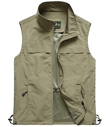 voordelige -Voor heren Vissersvest Wandelvest Kleding Bovenlichaam Buiten Ademend Sneldrogend Multi Pocket Zomer Netstof Polyester Marine Zwart khaki Klimmen Kamperen / wandelen / grotten verkennen