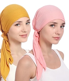 economico -nuovo cotone elastico di colore solido avvolgere la testa della sciarpa cappelli musulmano turbante cofano per le donne interno del cappello del hijab moda femminile turbanti cappellini