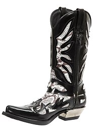 お買い得  -Men's Cowboy Boots Vintage Western Boots Cavender's/Tecovas Boots Mid-Calf Boots Daily PU Black Color Block Fall Winter