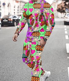 abordables -Homme Ensemble Survetement Ensemble de sweats à capuche Graphic Géométrique 2 Pièces Imprimer Sport & Loisir Casual Des sports 3D effet basique Vêtement de rue Vêtement de sport Vêtement Tenue Pulls