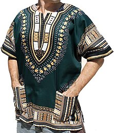 Χαμηλού Κόστους -Ανδρικά Μοντέρνα αφρικανικά ρούχα Μεγάλο Μέγεθος Αφρικανική εκτύπωση Dashiki Μασκάρεμα Ενήλικες Κορυφή Πάρτι