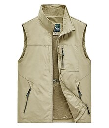 cheap -Men's Fishing Vest Hiking Vest Top Outdoor Breathable Water Resistant Quick Dry Zipper Pocket Mesh Polyester Black Grey khaki Fishing Climbing Camping / Hiking / Caving / Lightweight / Multi Pockets