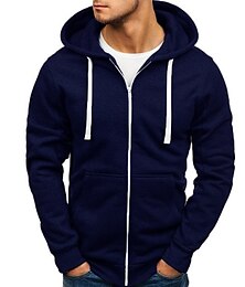 economico -Per uomo Giacca con cappuccio Zip intera Felpa Tinta unica Sport Athleisure Superiore Manica lunga Traspirante Morbido Comodo Uso quotidiano Esterno Informale Athleisure Giornaliero Abbigliamento