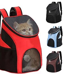 cheap -Portable Foldable Mesh Pet Carrier Dog Backpack Breathable Bag Dog Cat Large Capacity Outdoor Travel Carrier Double Shoulder Bag