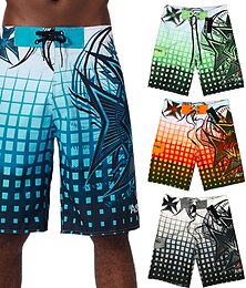 billiga -Herr Badshorts Boardshorts Snabb tork Boardshorts Baddräkt Med fickor Snörning Simmning Surfing Strand Vattensport Rutmönster Sommar
