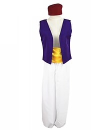 baratos -Aladdin and the Magic Lamp Prince Aladdin Costume Men's Movie Cosplay Purple Halloween Carnival Masquerade Vest Pants Cap