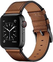 billige -Kompatibel med Apple Watch-klokkereim 38mm 40mm 41mm 42mm 44mm 45mm 49mm Metalllås Luksus Justerbar Ekte lær Erstatningsklokkerem til iwatch Ultra 2 Series 9 8 7 SE 6 5 4 3 2 1