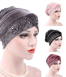 cheap -Solid Color Inner Hijabs Muslim Turban Caps For Women With Drill Ethnic Islamic Wrap Head Turbante Ready To Wear Hijab Bonnet