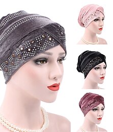 cheap -Solid Color Inner Hijabs Muslim Turban Caps For Women With Drill Ethnic Islamic Wrap Head Turbante Ready To Wear Hijab Bonnet