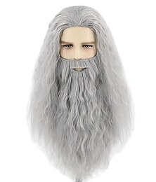 cheap -Topcosplay Mens Wigs and Beard Long Gray Cosplay   Wig