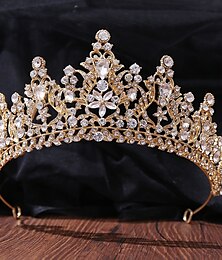 baratos -Crown Tiaras Bandanas Strass Liga Casamento Festa / Noite Retro Doce Com Cristal / Strass Combinação Capacete Chapéu