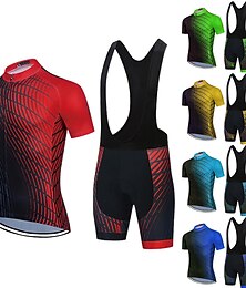 preiswerte -Kurzarm-Radtrikot für Herren mit Trägerhose blau Fahrrad 3D-Pad atmungsaktiv schnell trocknend Sportbekleidung Bekleidung