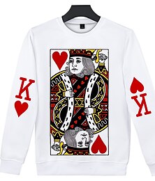 abordables -Coeur des cartes Roi K Reine Q Jack J. Sweat à capuche Anime Dessin Animé Animé 3D 3D Art graphique Style de rue Pour Couple Homme Femme Adulte Rentrée scolaire Impression 3D